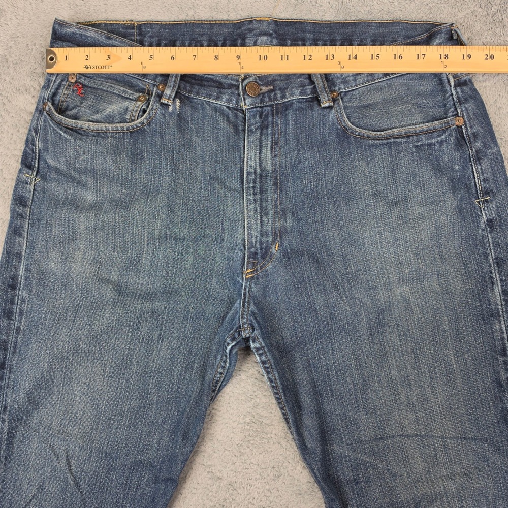 Polo Ralph Lauren 867 Jeans Mens 36x30 Blue Classic Fit Straight Leg Distressed - Picture 10 of 13